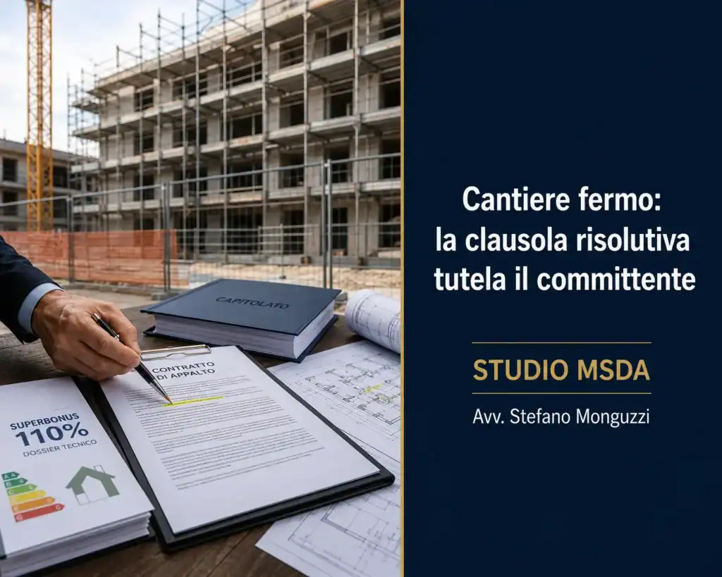 Cantiere fermo e clausola risolutiva espressa: tutela del committente e risoluzione del contratto d'appalto in caso di inadempimento dell'impresa.