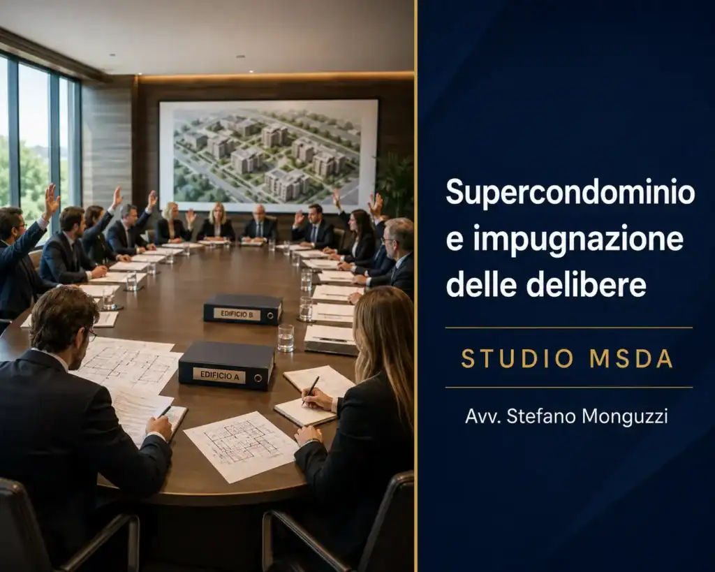 Supercondominio e legittimazione all'impugnazione delle delibere: ruolo dei rappresentanti dei singoli edifici e limiti previsti dalla disciplina condominiale.