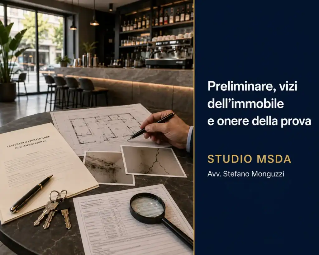 Contratto preliminare di compravendita di locale commerciale, vizi dell'immobile e onere della prova in caso di domanda di risoluzione per inadempimento.