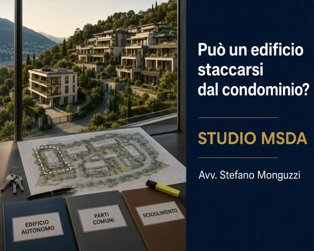 Scioglimento del condominio e possibilità per un edificio autonomo di separarsi dal complesso originario mantenendo alcune parti comuni.